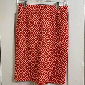 Gilli Orange Geometric Pattern Pencil Skirt